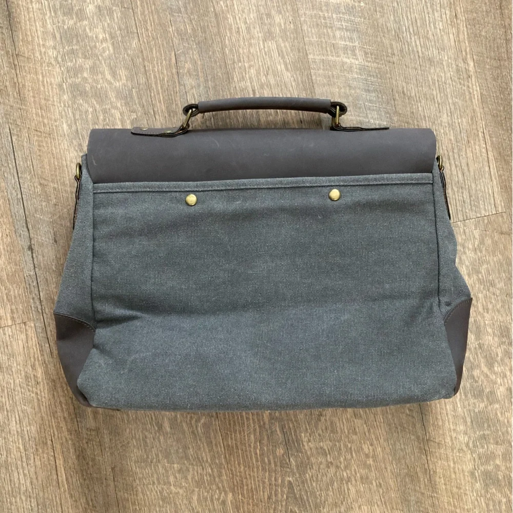 Buffalo Leather & Cotton Canvas Portfolio Business Briefcase Travel Bag